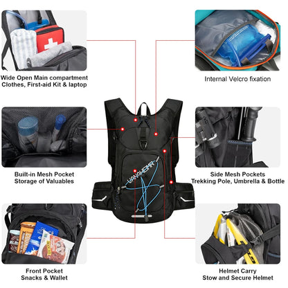 Water Backpack for Hiking, Running, Biking, and Raves (Hydration Bladder Sold Separately)